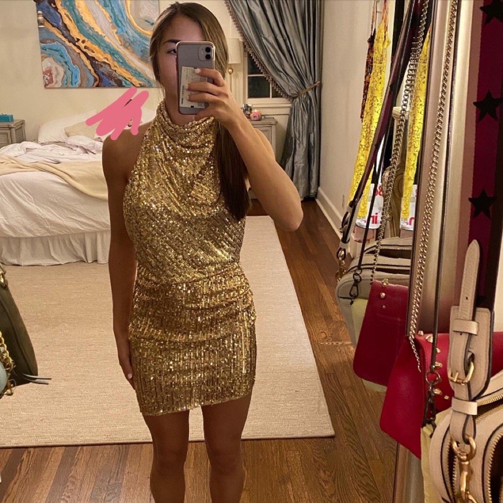 Zara gold dress